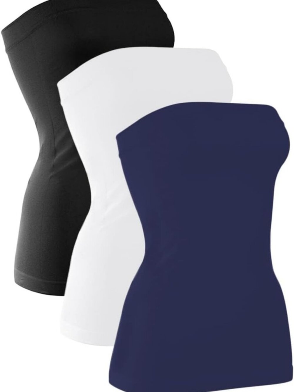 3 Pack Women's Strapless Cotton Tube Tops - Sleeveless Stretchy Bandeau Set
